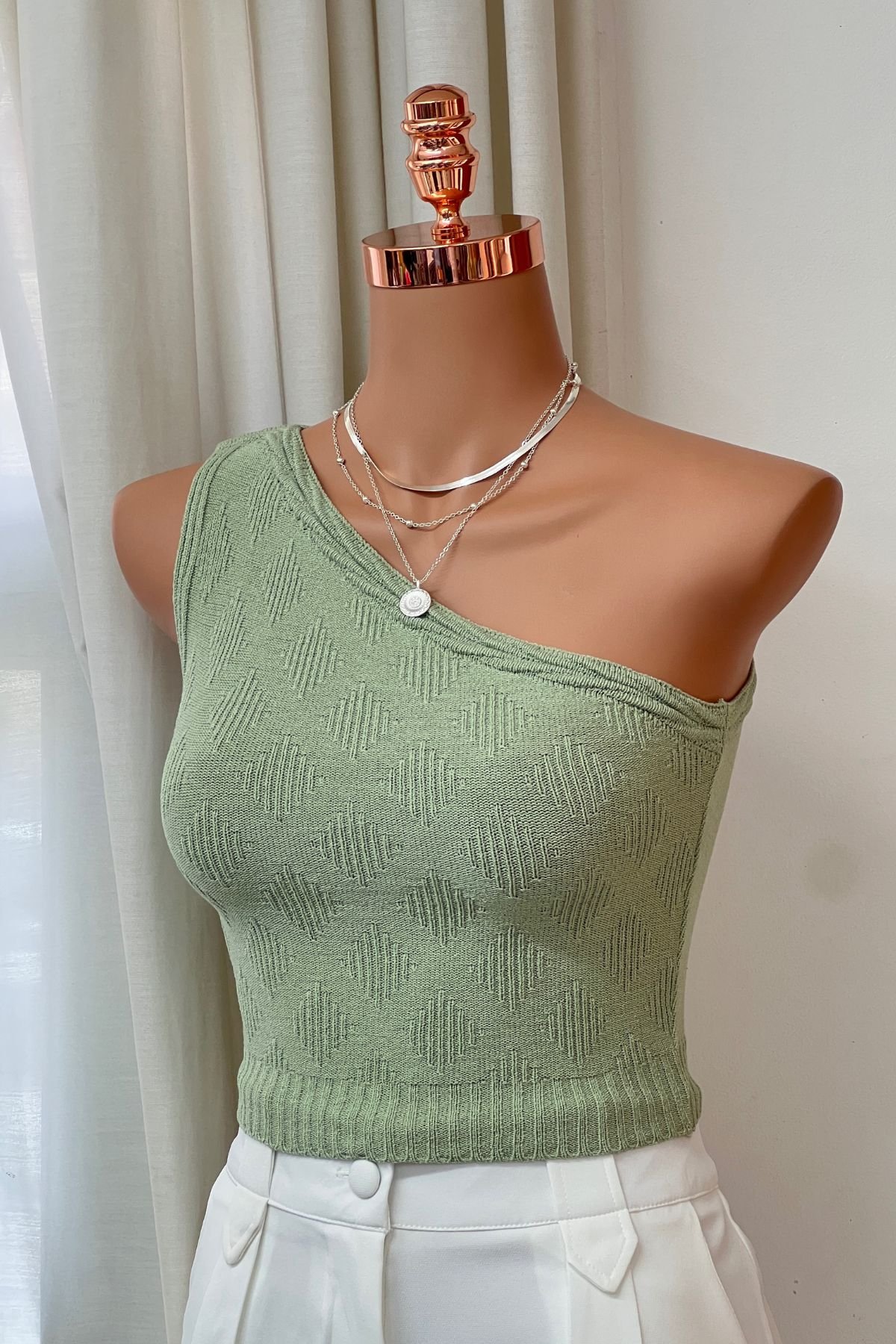 Cropped Nula Manga Modal - Verde Chá
