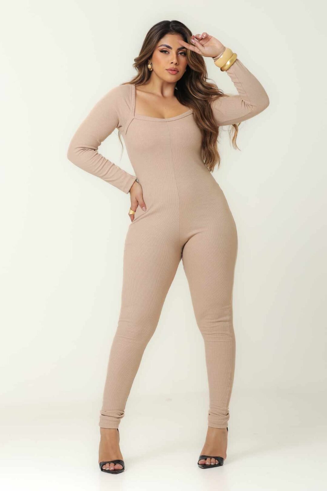 Macacão Manga Longa- Nude