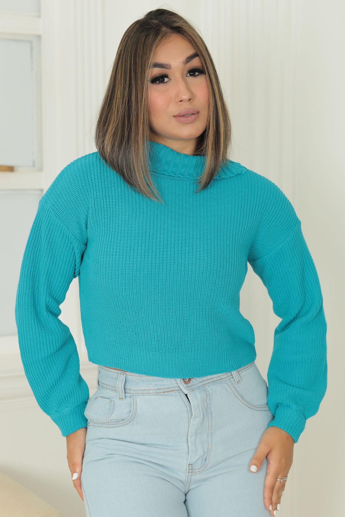 Cropped Naty Inverno- Azul Piscina