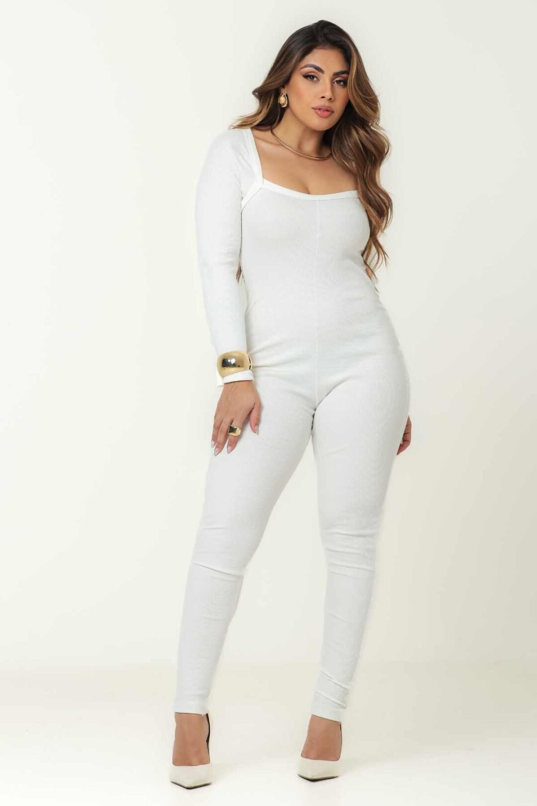 Macacão Manga Longa- Branco