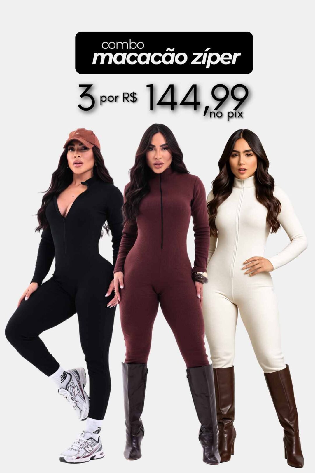 Combo Macacão Ziper