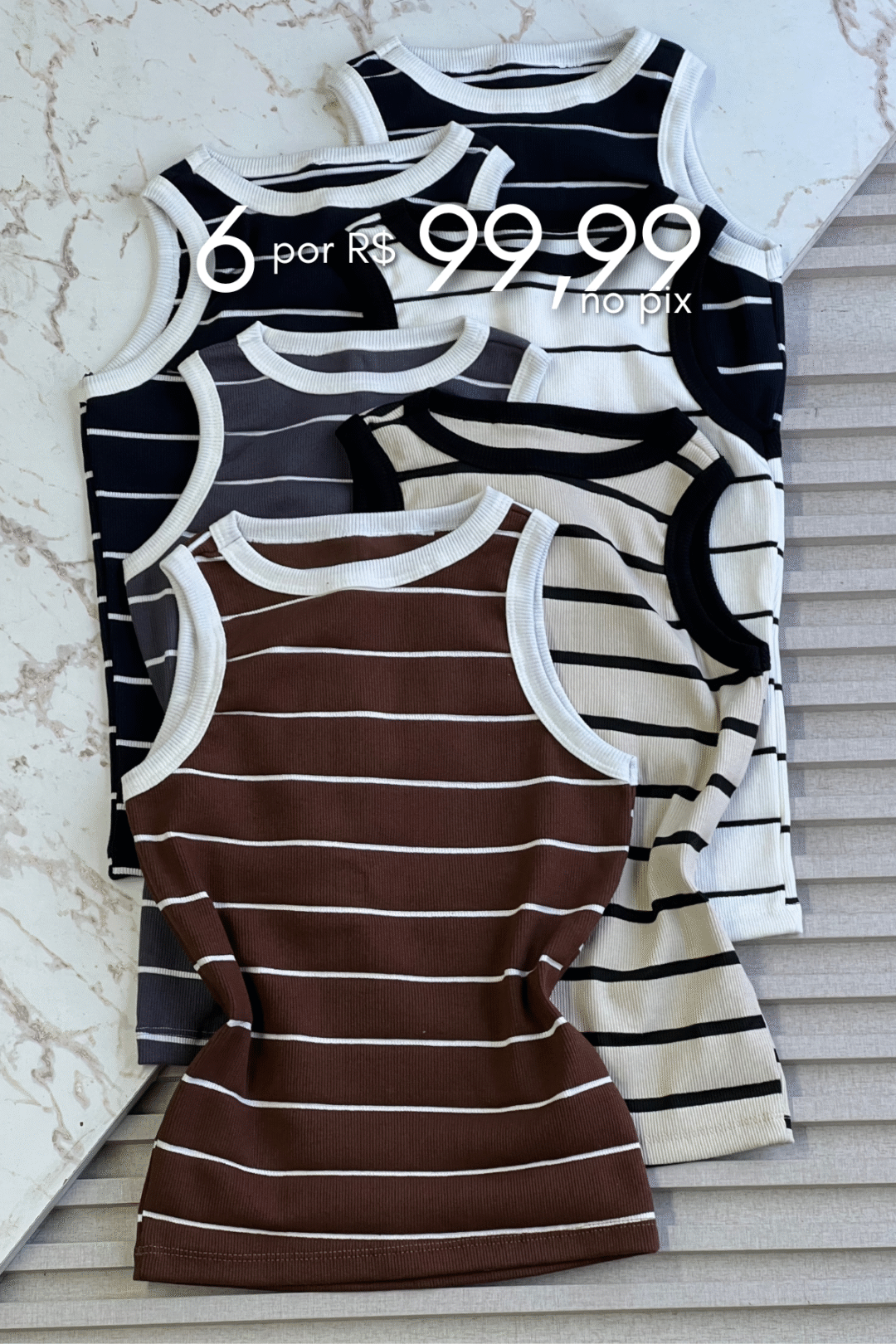 Combo Blusa Regata Listrada Bicolor