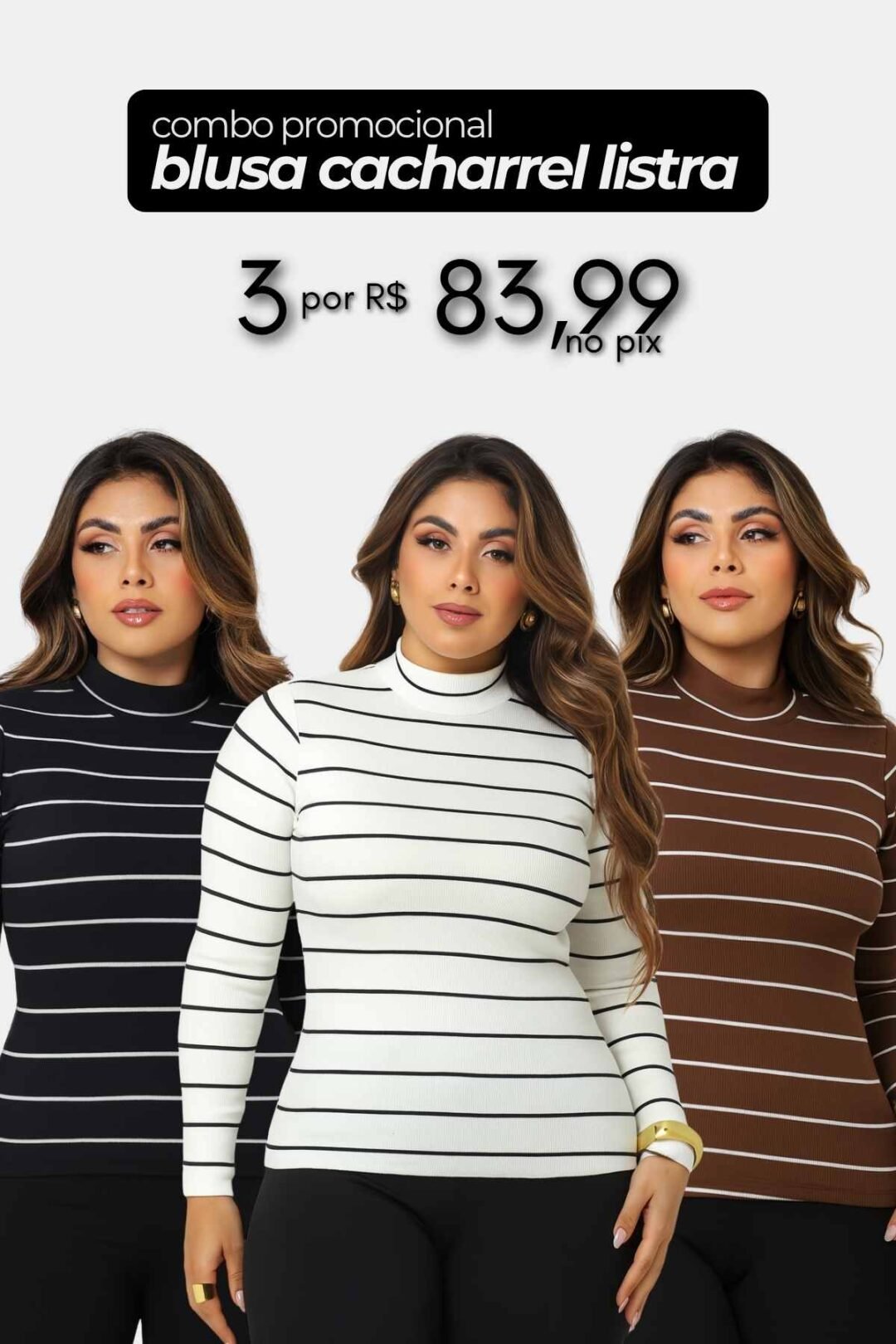 Combo Blusa Cacharrel Listrada - 3 Peças (02)